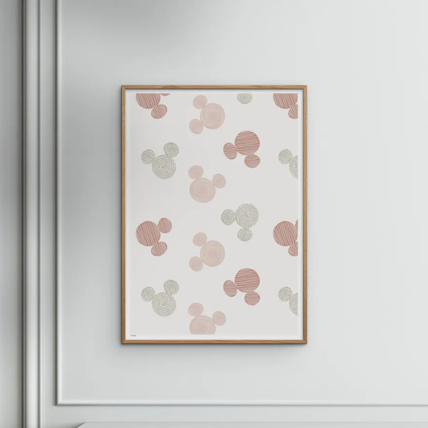 Affisch – Musse Pigg beige mönster 30x40
