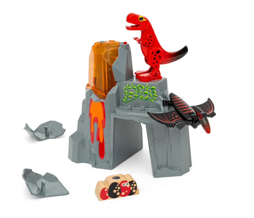 Aktiv Vulkan med Dinosaurier