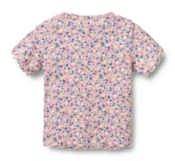 Alicia Rib T-Shirt - Pink Blue Flowers