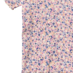 Alicia Rib T-Shirt - Pink Blue Flowers