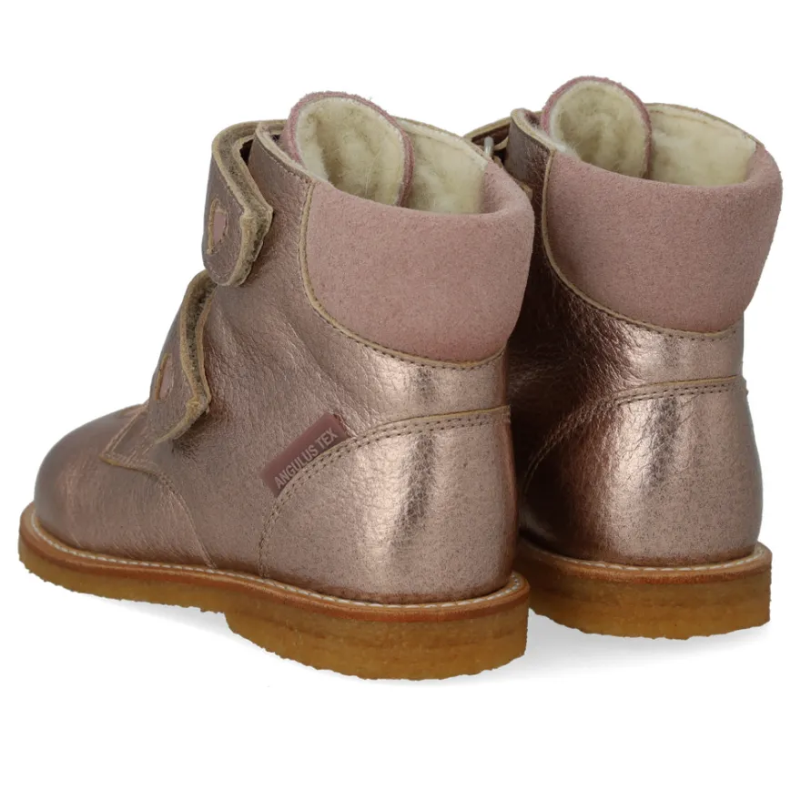 Angulus TEX-stövlar Med Kardborreband - Rose Copper/Faded Rose