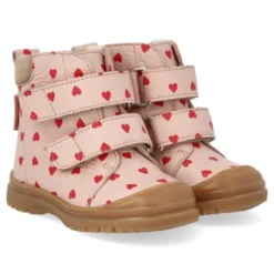 Angulus Tex Stövlar Med Velcro - Rose Hearts/Dusty Mauve