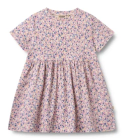 Anna Jersey Klänning - Pink Blue Flowers