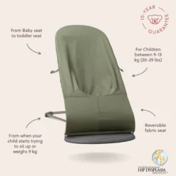 BabyBjörn Babysitter Bliss Vävd Bladmönstrad Quilt - Mörkgrön