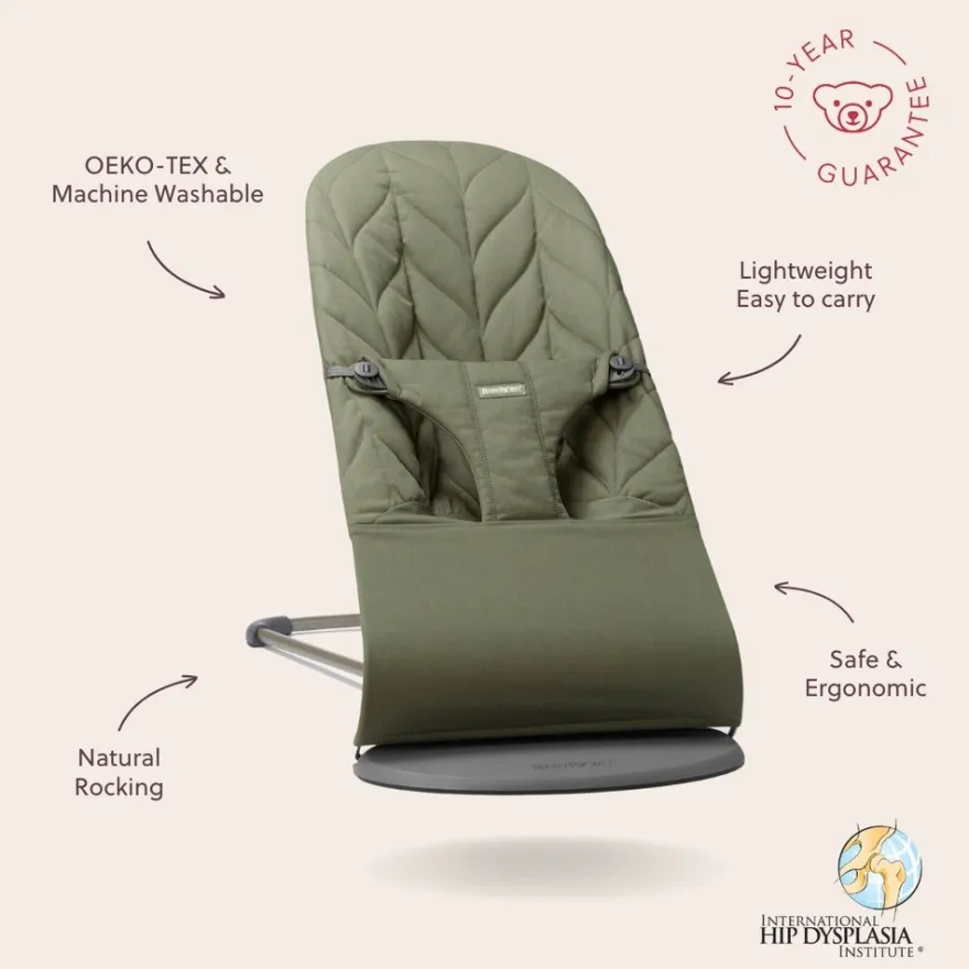 BabyBjörn Babysitter Bliss Vävd Bladmönstrad Quilt - Mörkgrön