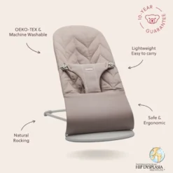 BabyBjörn Babysitter Bliss Vävd Bladmönstrad Quilt - Sandgrå