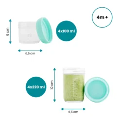 Babymoov Glas Matlådor - 4x 100ml & 4x 220ml