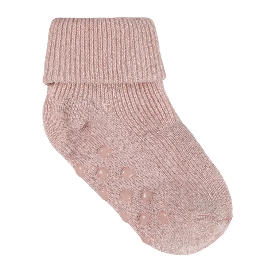 Babyribbsockor med ABS, 3-pack - Rose Smoke
