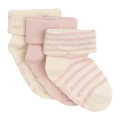 Babystrumpor med ABS 3-pack - Rosa