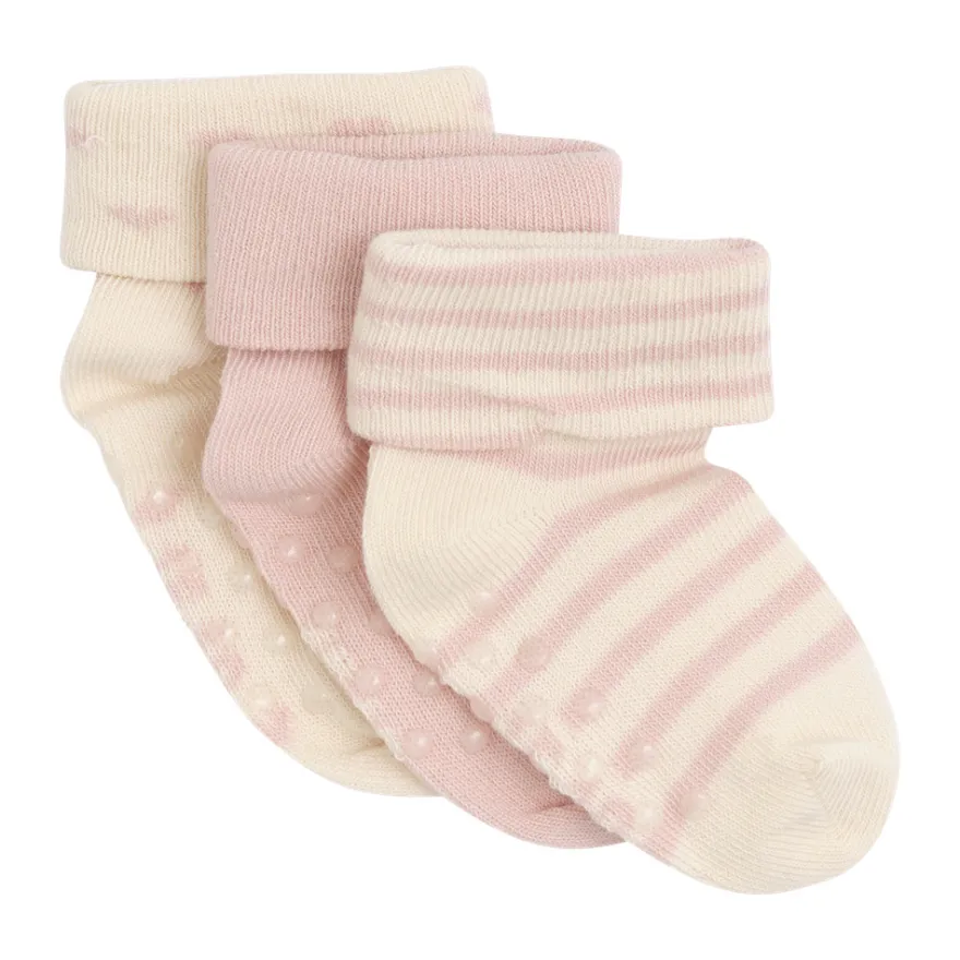 Babystrumpor med ABS 3-pack - Rosa