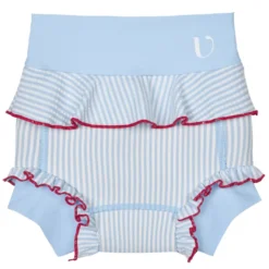 Badblöja neopren - Seersucker - Frill - Blue