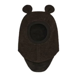 Balaclava med öron ull - Dark Brown Melange