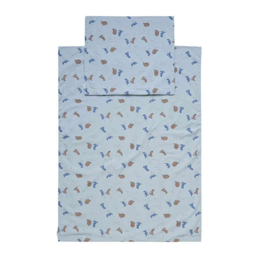 BeKids Junior Påslakan Sängkläder 100x130 - Dino Blue fog