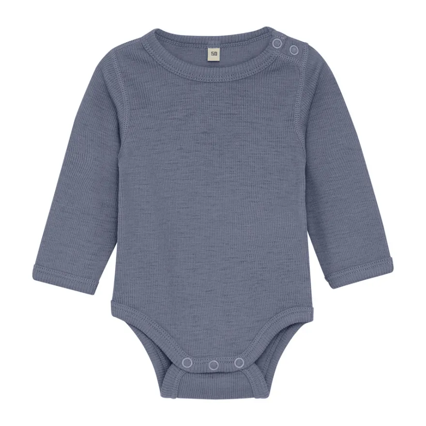 BeKids Långärmad Ullbody - Folkstone Gray Melange