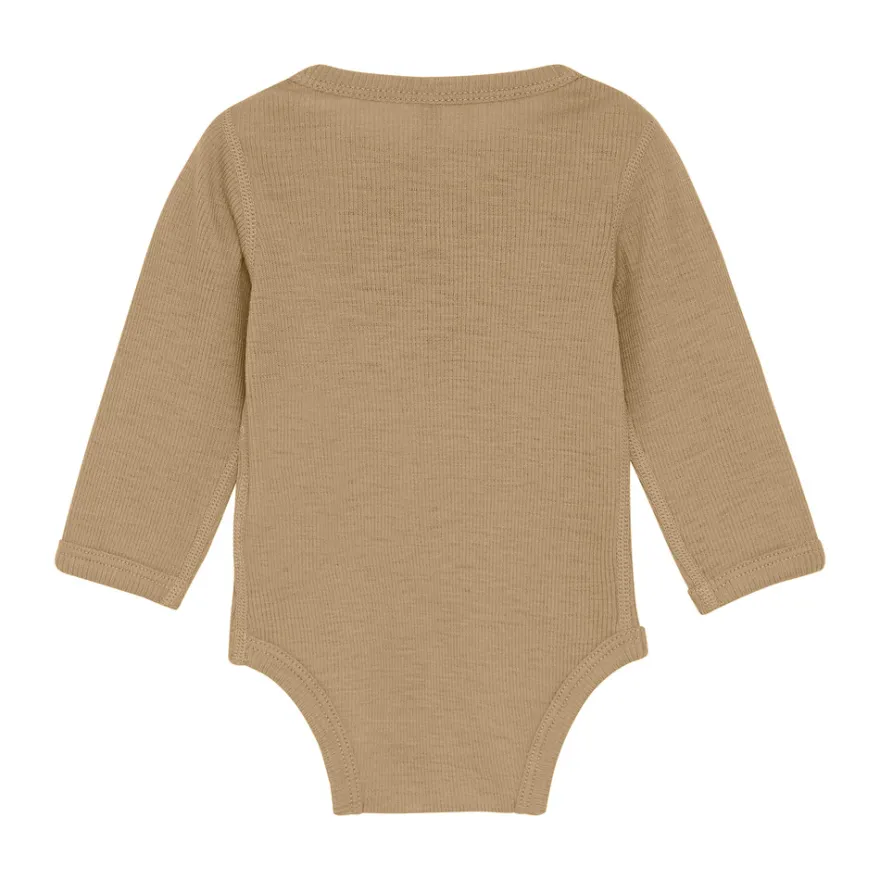 BeKids Långärmad Ullbody - Light Camel Melange