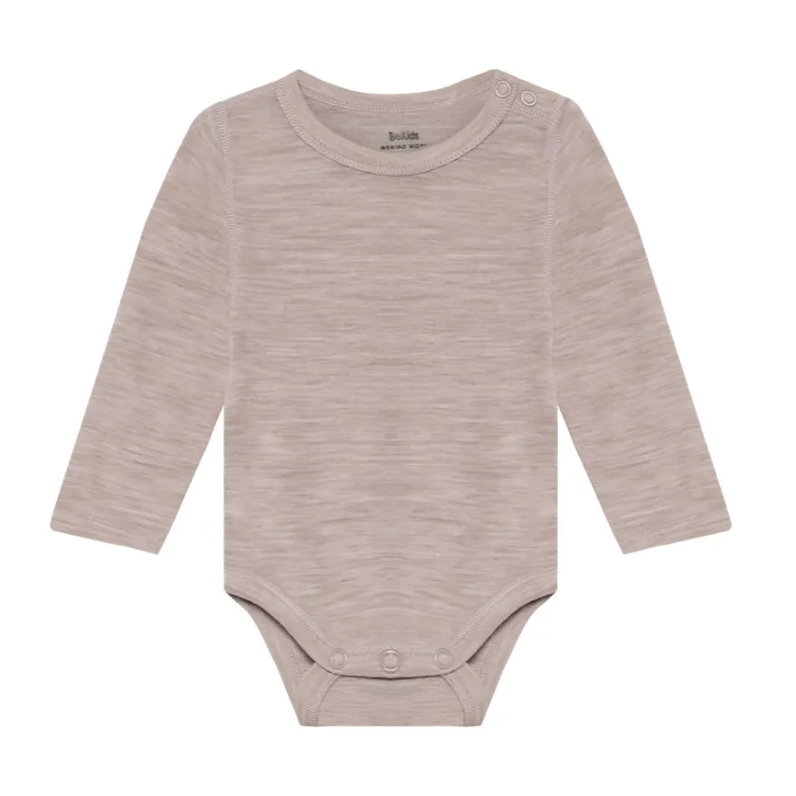 BeKids Långärmad Ullbody - Mocha Meringue Melange