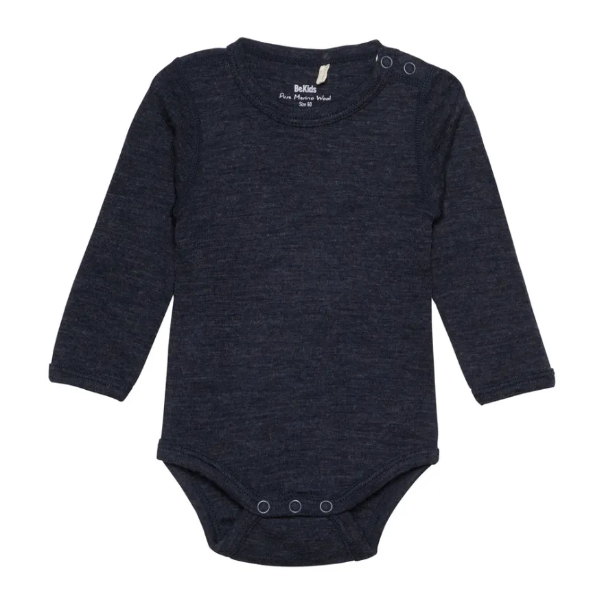 BeKids Långärmad Ullbody - Sky Captain Melange