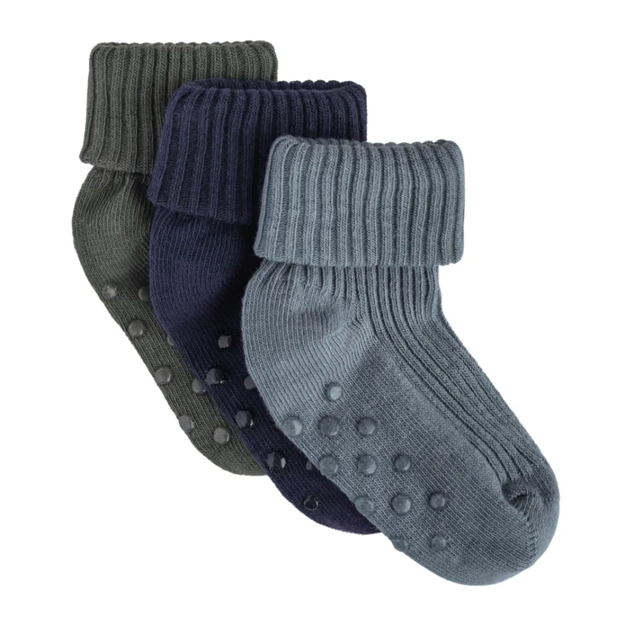BeKids Rib Strumpor m. ABS 3-Pack - Dark Navy