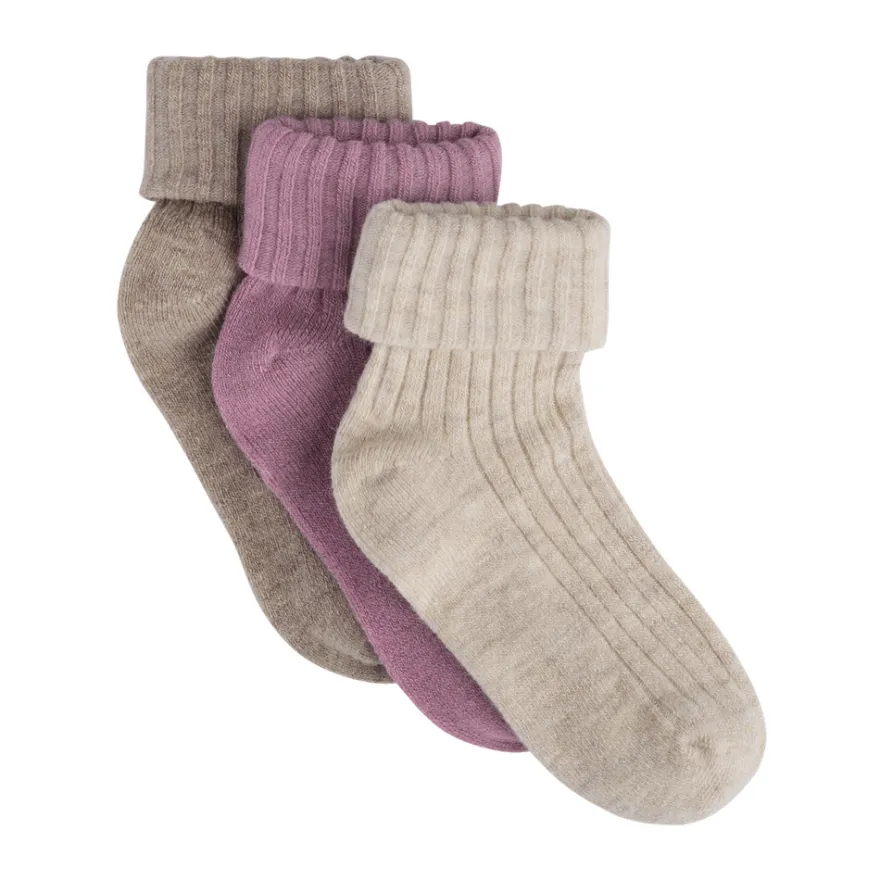 BeKids Rib Strumpor Ull 3-Pack - Burnished Lilac