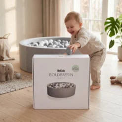BeKids Runt Bollhav 90x30 cm Med 150 Bollar - Ljusgrå