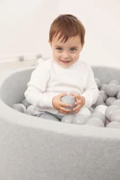 BeKids Runt Bollhav 90x30 cm Med 150 Bollar - Ljusgrå