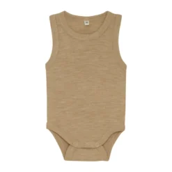 BeKids Ullbody Utan Ärmar - Light Camel Melange
