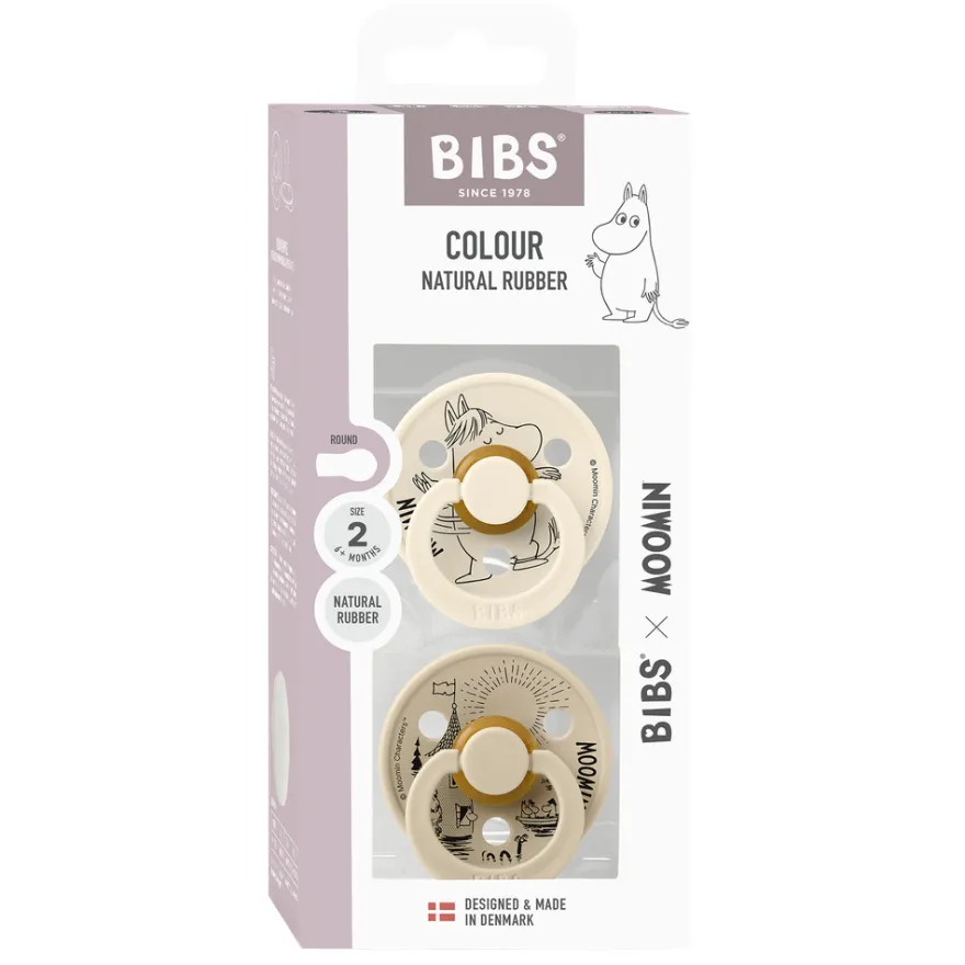 BIBS Moomin napp Snorkmaiden 2pk Str2 Ivory Vanill