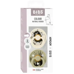 BIBS Moomin Napp Stinky 2pk Latex Str 2 - Ivory Khaki