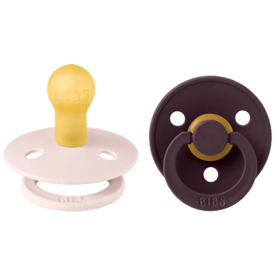 Bibs Napp Colour 2-pack Latex 0-6 mån - Petal/Plum