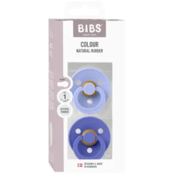 BIBS Napp Colour 2 Pk Latex Str 1 - Hush/Grape