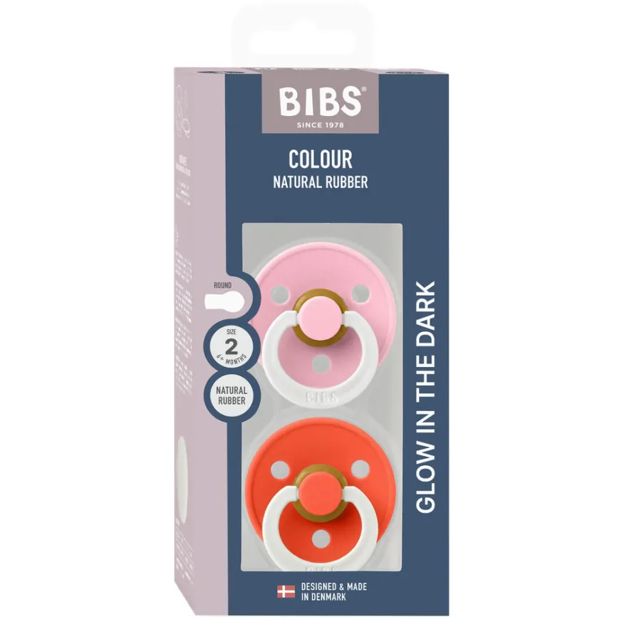 BIBS Napp 2 pk Latex Str 2 Babypink Tango, Nat