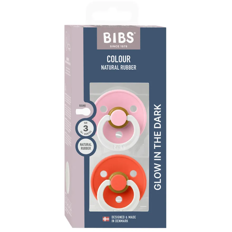 BIBS Napp 2 pk Latex Str 3 - Babypink Tango, Nat