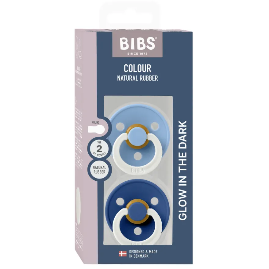 BIBS napp 2 pk Latex Str 2 - Skyblue Cornflower, Nat