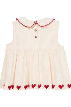 Blus med hjärtmönster - Dusty Rose