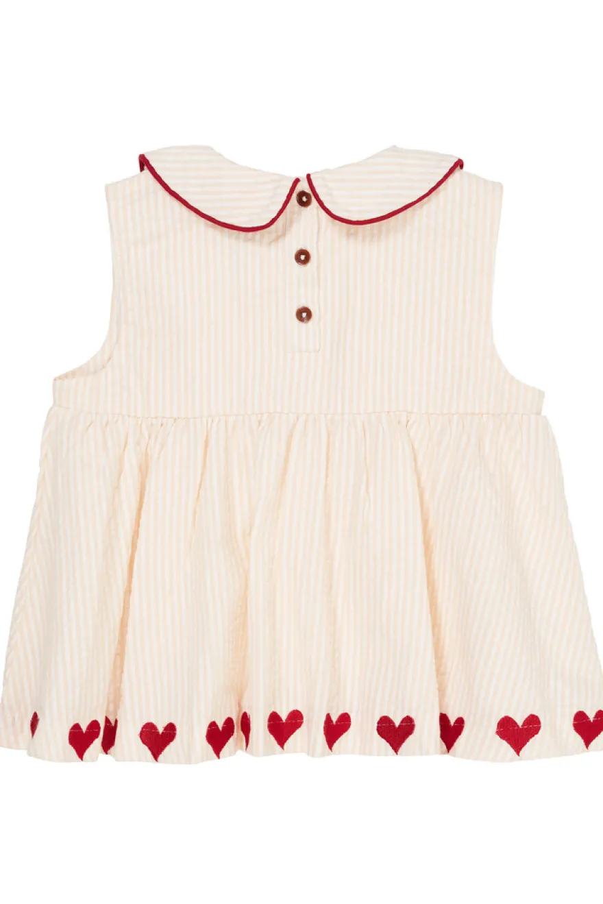 Blus med hjärtmönster - Dusty Rose