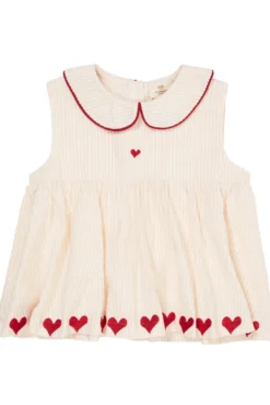 Blus med hjärtmönster - Dusty Rose