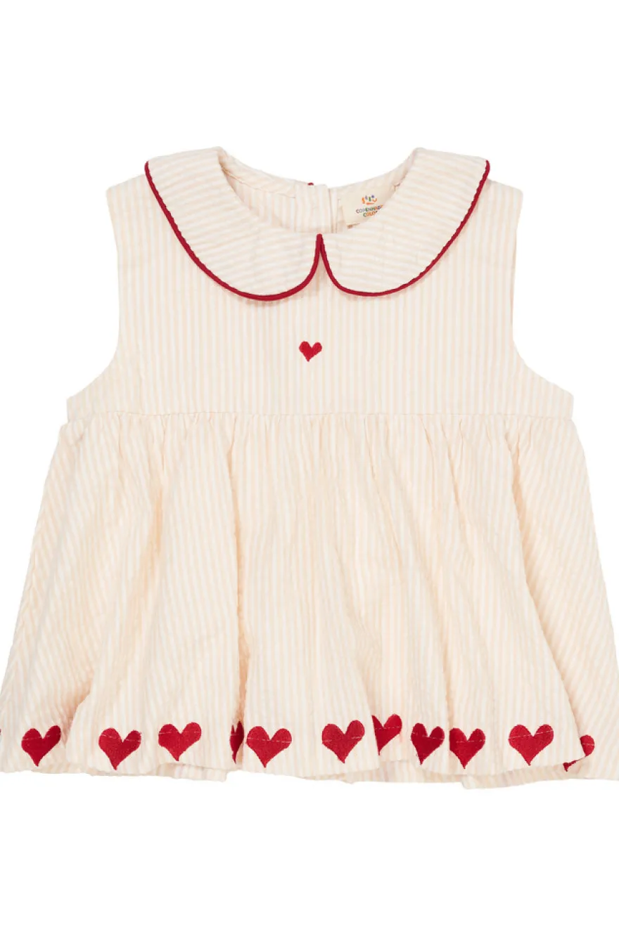 Blus med hjärtmönster - Dusty Rose