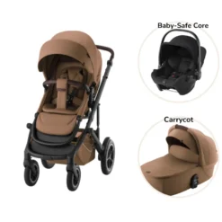 Britax Römer Smile 5Z Lux Duovagn inkl. Baby-Safe Core Babyskydd - Warm Caramel/Space Black