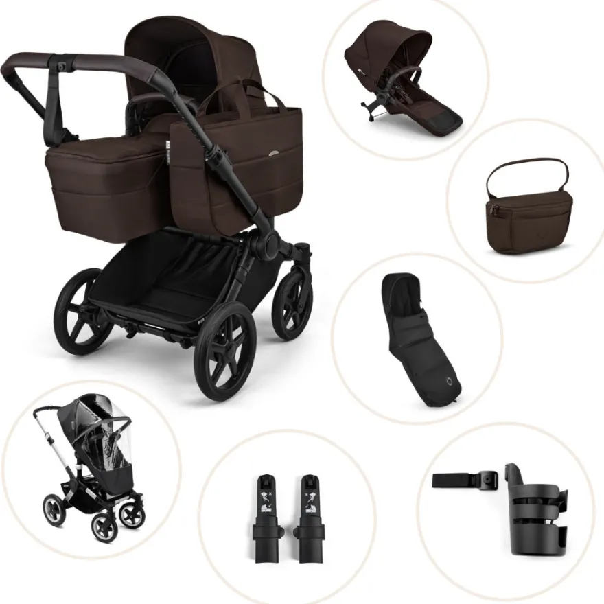 Bugaboo Donkey 6 Barnvagn Inkl. Syskonsits, Organizer, Åkpåse, Mugghållare, Liggdelsadapter & Regnskydd - Fern Green
