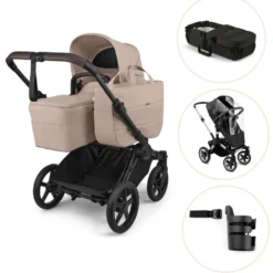 Bugaboo Donkey 6 Barnvagn Med Babynest, Regnskydd Och Mugghållare - Desert Taupe Melange/Black