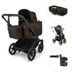 Bugaboo Donkey 6 Barnvagn Med Babynest, Regnskydd Och Mugghållare - Cocoa Brown/Black
