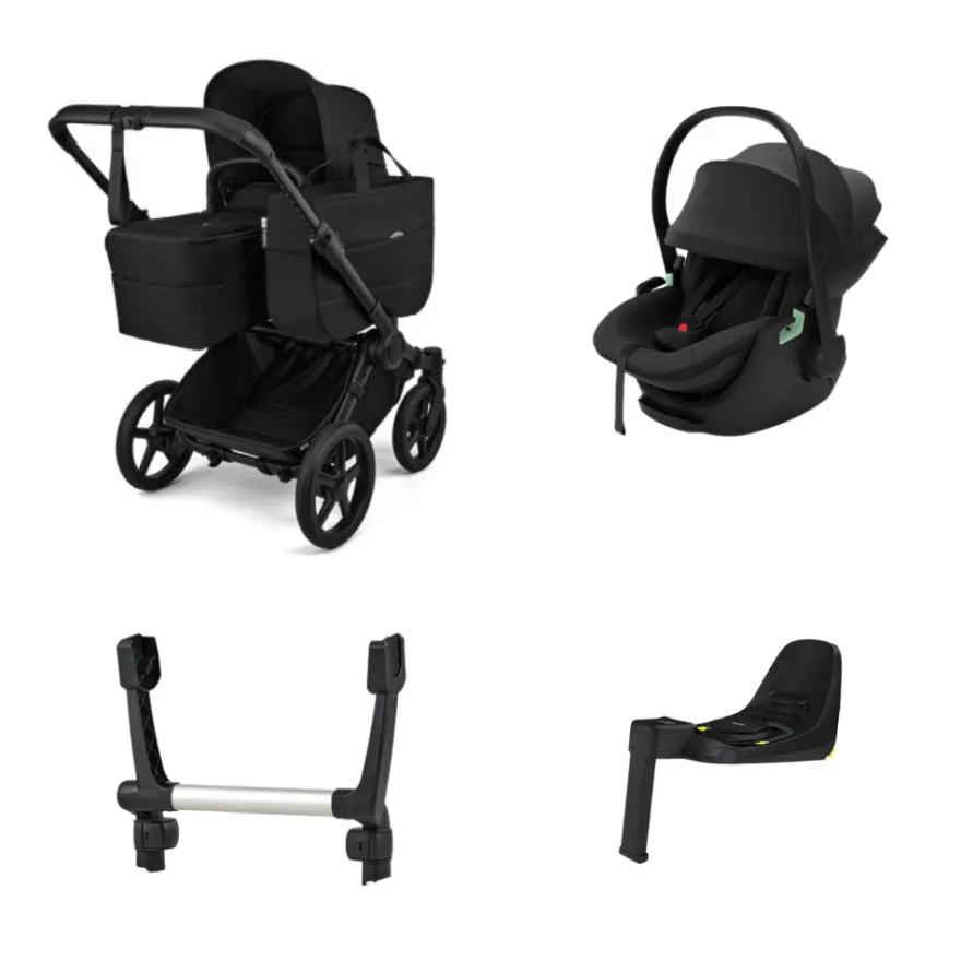 Bugaboo Donkey 6 Duovagn inkl Thule Maple Babyskydd & bas - Heritage Black/Black