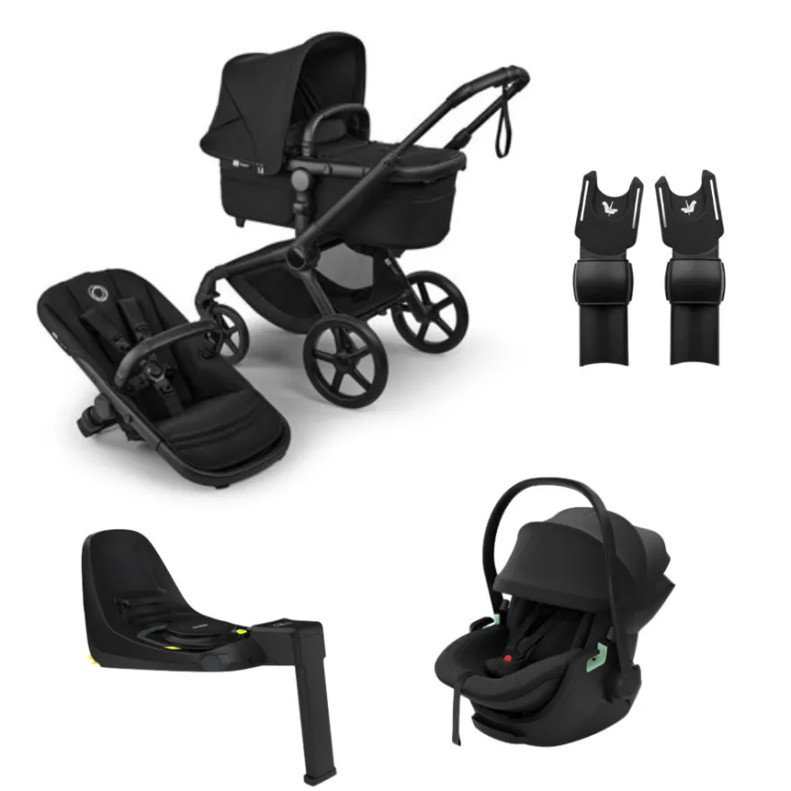 Bugaboo Fox 5 Renew Barnvagn + Thule Maple Babyskydd & Bas - Heritage Black/Black