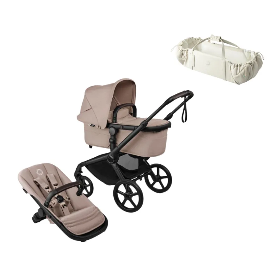 Bugaboo Fox 5 Renew Complete - Black/Desert Taupe Melange inkl. Sleepcarrier Vol 5 Oat Beige