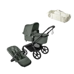 Bugaboo Fox 5 Renew Complete - Black/Forest Green inkl. Sleepcarrier Vol 5 Oat Beige
