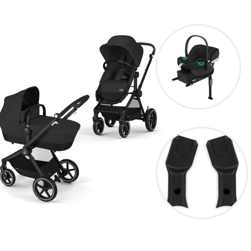 Cybex Eos Barnvagn Inkl. Aton B2 Med Bas Och Adapter - Moon Black/Black
