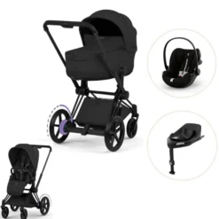 Cybex e-Priam Style Barnvagn Inkl. Cloud G3 Og Base G3 - Sepia Black/Matt Black