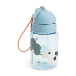 Done By Deer Vattenflaska Med Sugrör - Tiny Farm Blå 280 ML