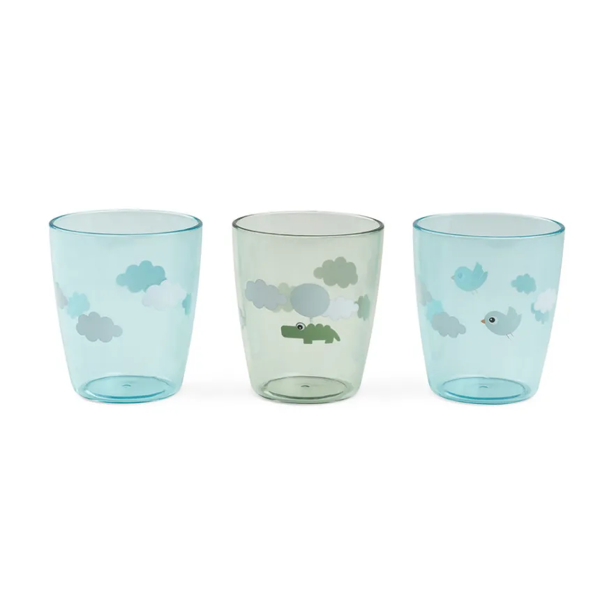 Done By Deer Yummy Mini Glas 3 -pack - Happy Clouds Grön
