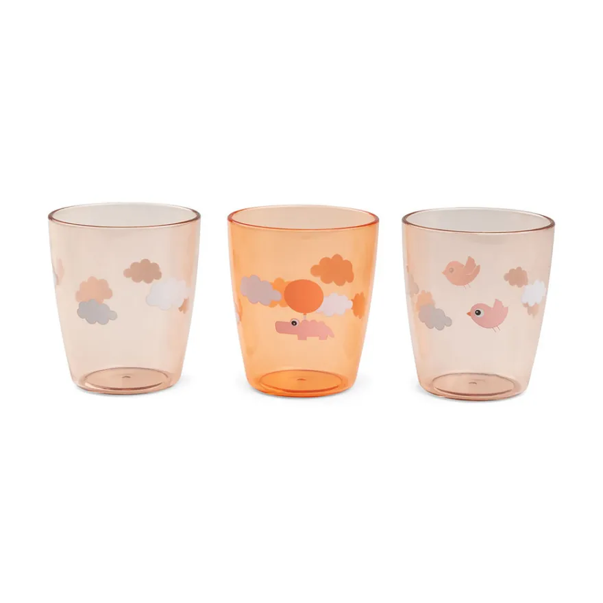 Done By Deer Yummy Mini Glas 3 -pack - Happy Clouds Papaya